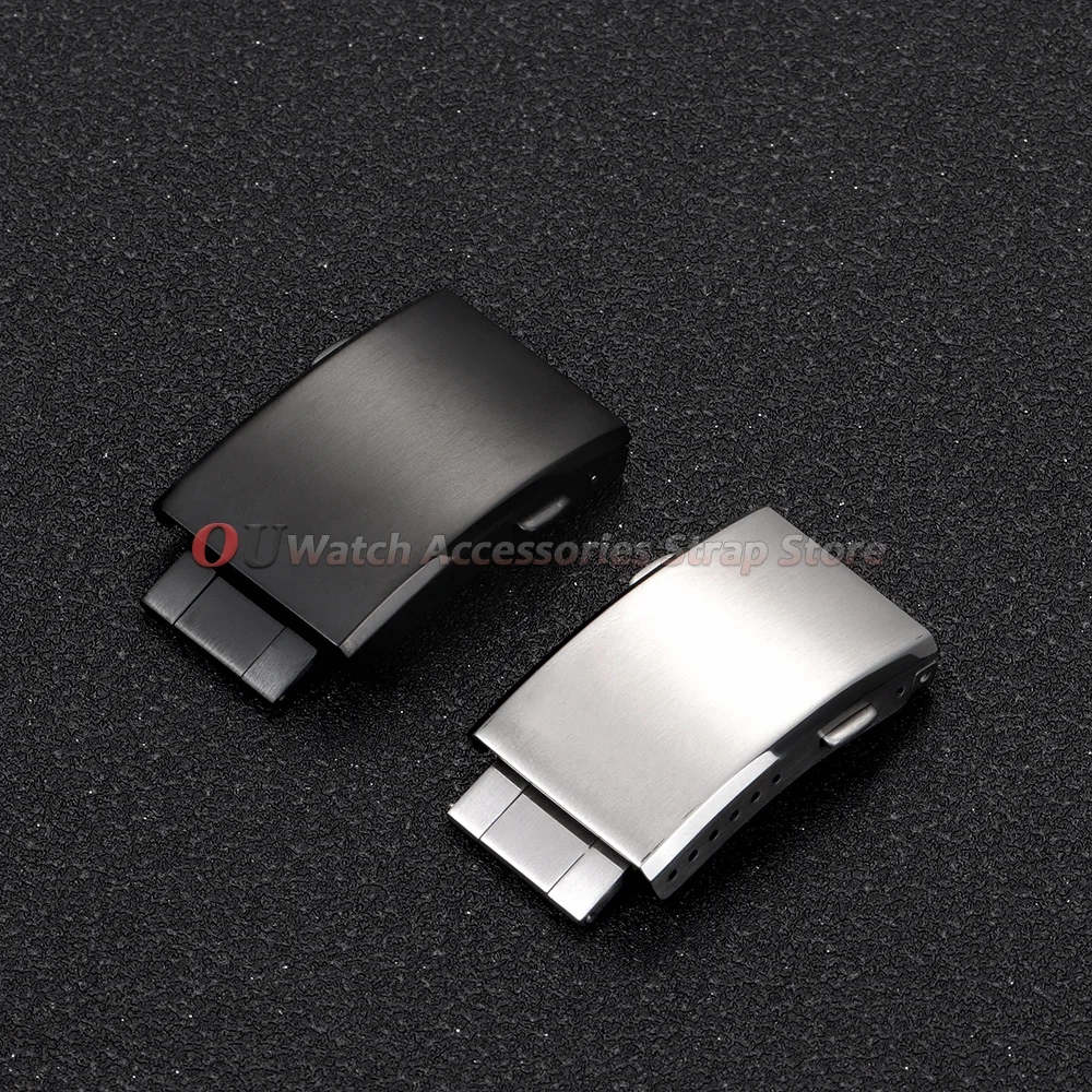 18mm 20mm 22mm Stainless Steel Extended Fold Solid Watch Buckle for Seiko Silver Double Push Safety Milled Clasp Watchband Clasp