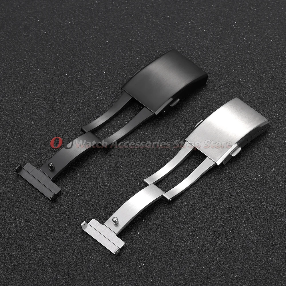 18mm 20mm 22mm Stainless Steel Extended Fold Solid Watch Buckle for Seiko Silver Double Push Safety Milled Clasp Watchband Clasp