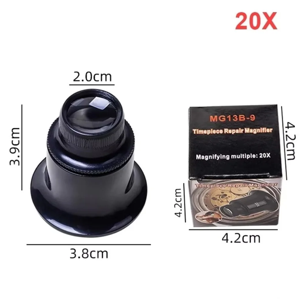 5X 10X 20X Eyeglass Magnifier Clip-On Eye Loupe Magnifying Lens Watchmaker Repair Tool Portable Eyepiece Process Operation Tool