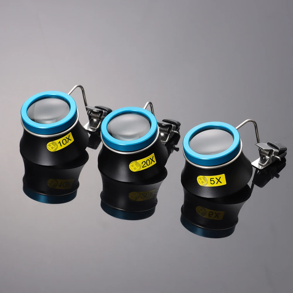 5X 10X 20X Eyeglass Magnifier Clip-On Eye Loupe Magnifying Lens Watchmaker Repair Tool Portable Eyepiece Process Operation Tool