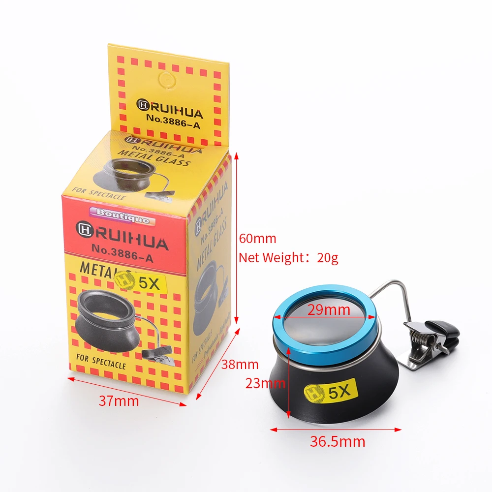 5X 10X 20X Eyeglass Magnifier Clip-On Eye Loupe Magnifying Lens Watchmaker Repair Tool Portable Eyepiece Process Operation Tool