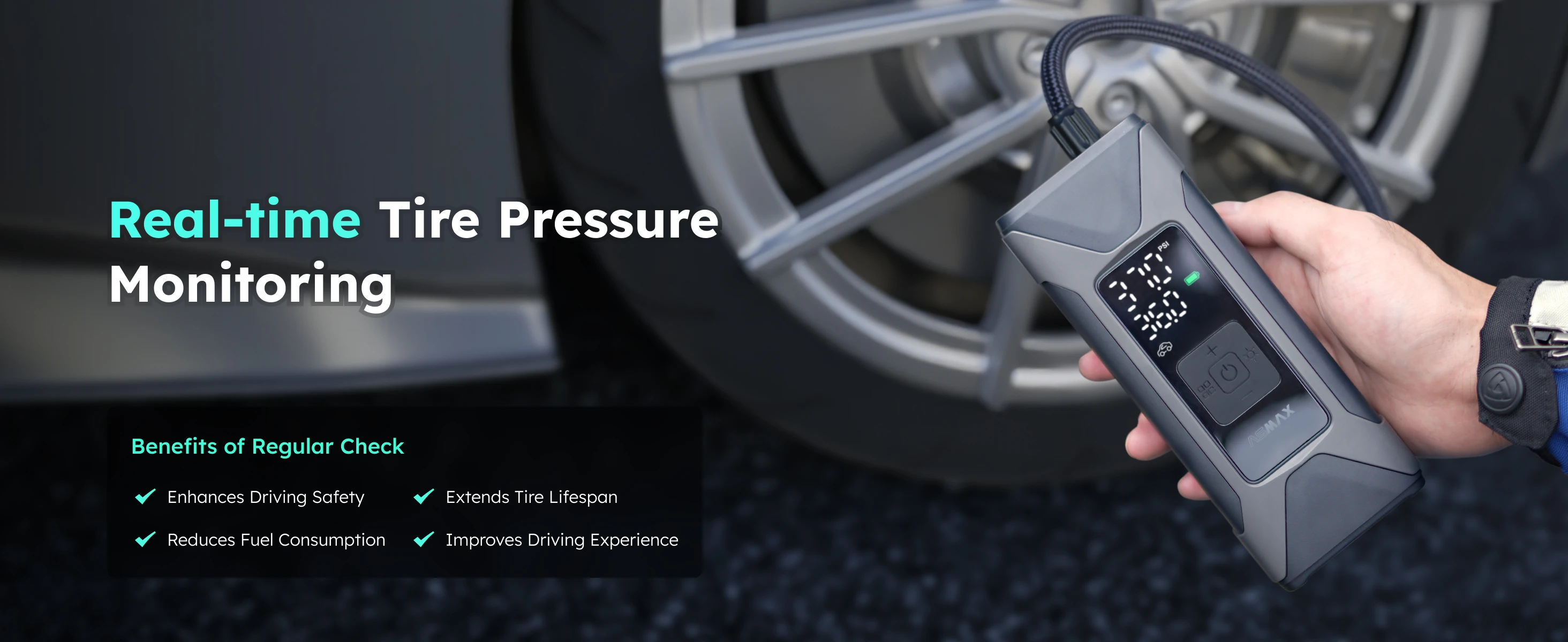ASMAX T10 Air Pump Mini Portable 7500mAh Electric Air Compressor Treasure 160PSI Type-C LED Multitool Inflator for Car Moto
