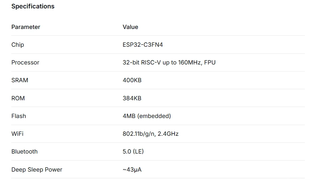 ESP32-C3 SuperMini Development Board WiFi Bluetooth-Compatible RISC-V Type-C for Arduino IOT Smart Home Compact Module Low Power