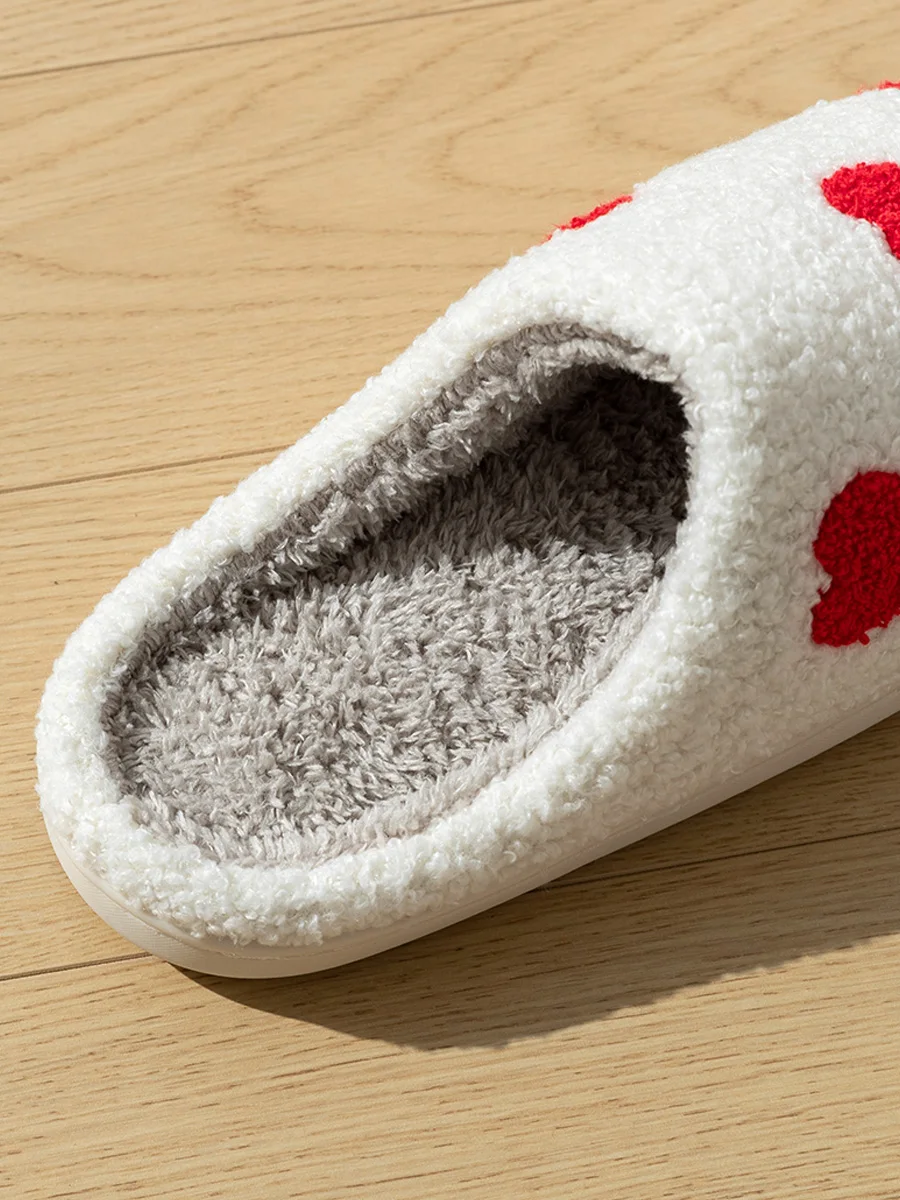 Cute House Slippers Women Winter Home Exquisite Little Heart Love Fuzzy Warm Comfy Non Slip Flat Plush Shoes Girls Gift Lover