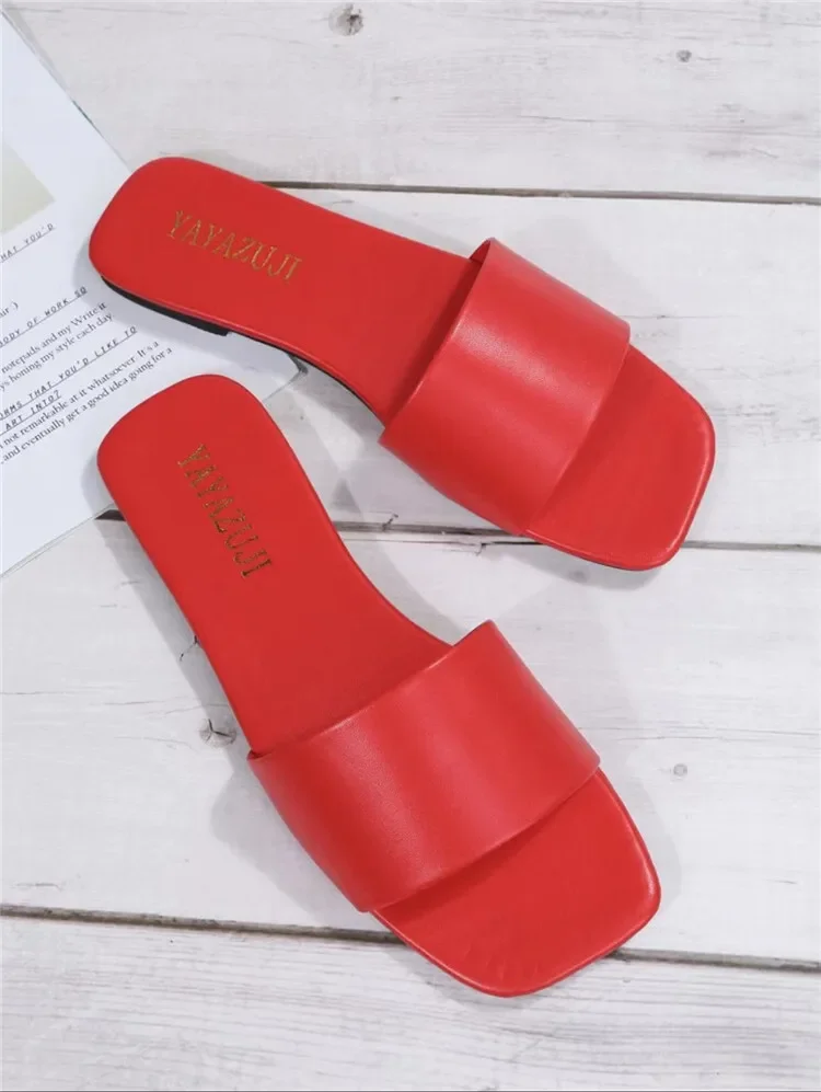 Fashion Minimalist Single Band Slide Sandals Solid Color Women Slippers 2023 Summer New Outdoor Sandy Beach Open Toe Flat Shoes