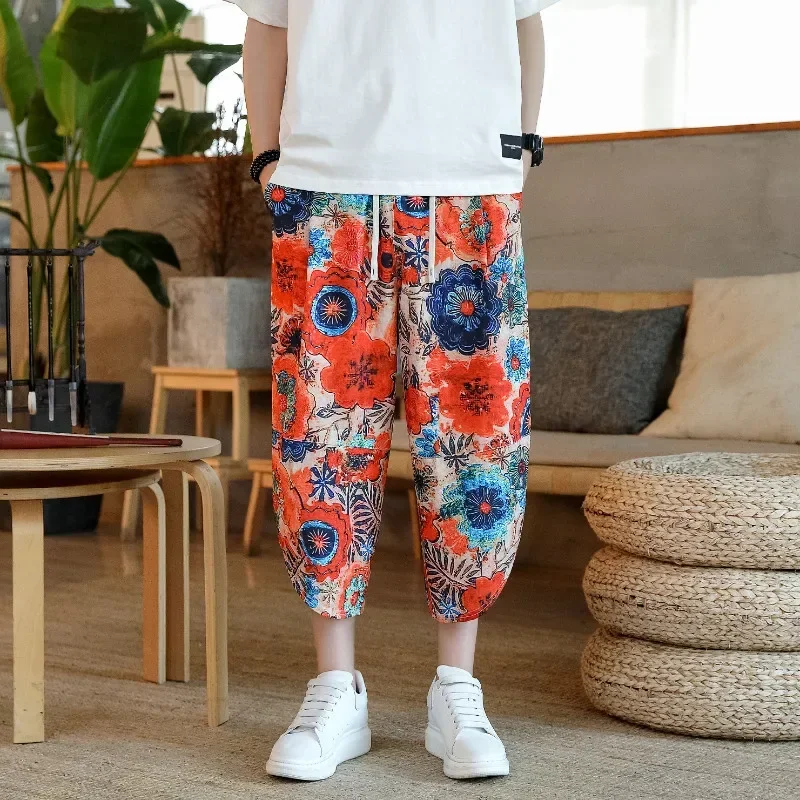 Men's Casual Lantern Print Shorts for Summer Beach Holidays Fashionable Men's Casual Shorts with Unique Print Design