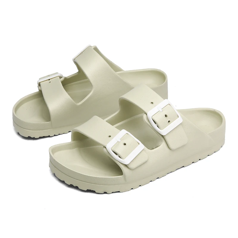 Summer Women Classic Slides Slippers Slip on Beach Sandals With Double Buckle Comfort Lightweight EVA
