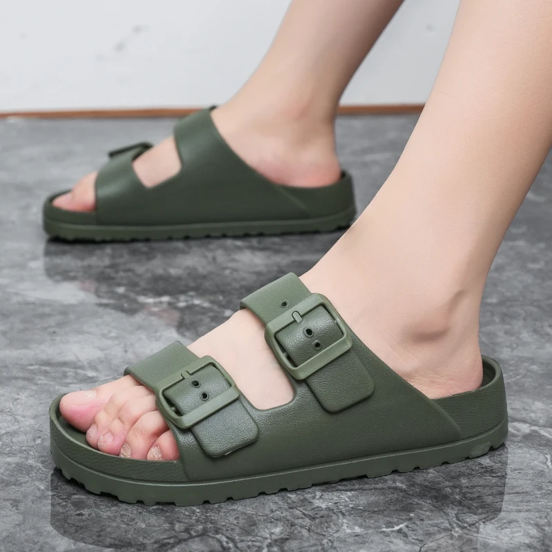 Summer Women Classic Slides Slippers Slip on Beach Sandals With Double Buckle Comfort Lightweight EVA