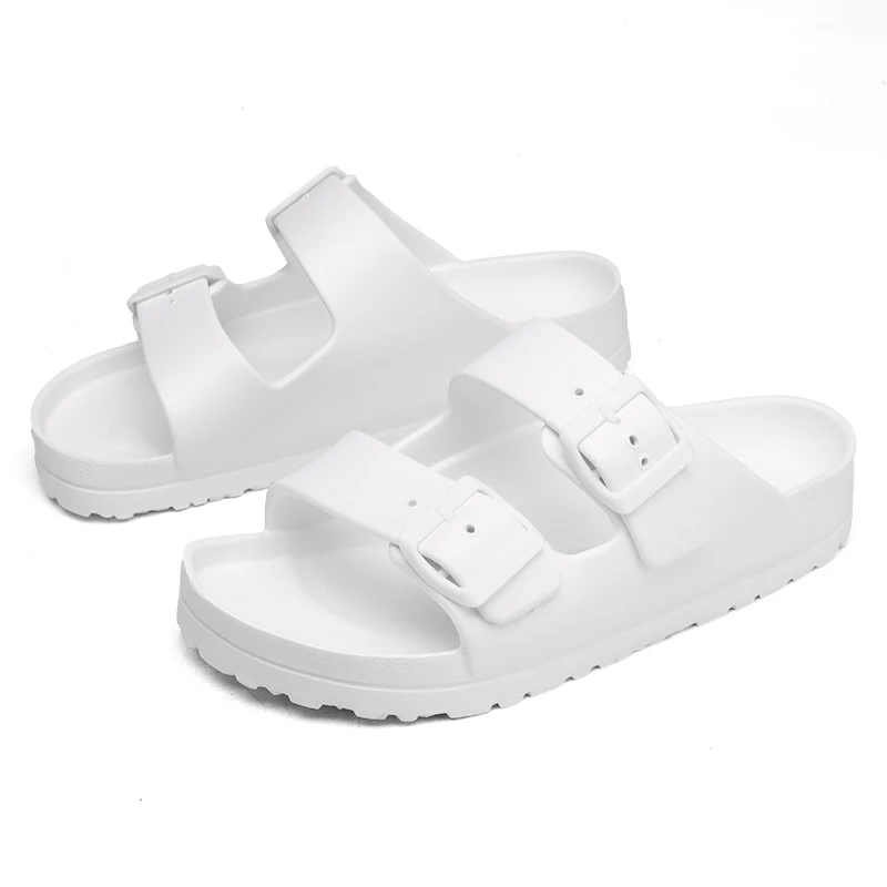 Summer Women Classic Slides Slippers Slip on Beach Sandals With Double Buckle Comfort Lightweight EVA