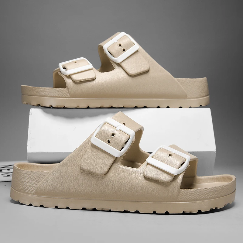 Summer Women Classic Slides Slippers Slip on Beach Sandals With Double Buckle Comfort Lightweight EVA