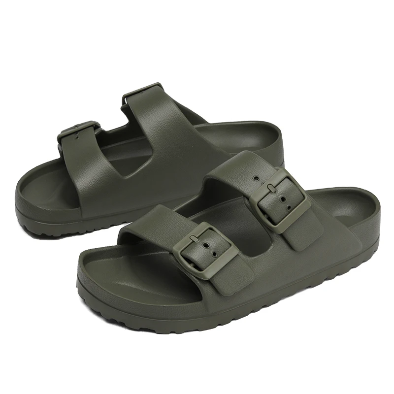 Summer Women Classic Slides Slippers Slip on Beach Sandals With Double Buckle Comfort Lightweight EVA