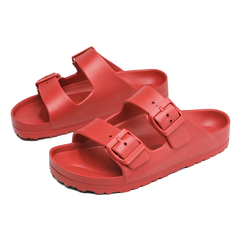 Summer Women Classic Slides Slippers Slip on Beach Sandals With Double Buckle Comfort Lightweight EVA