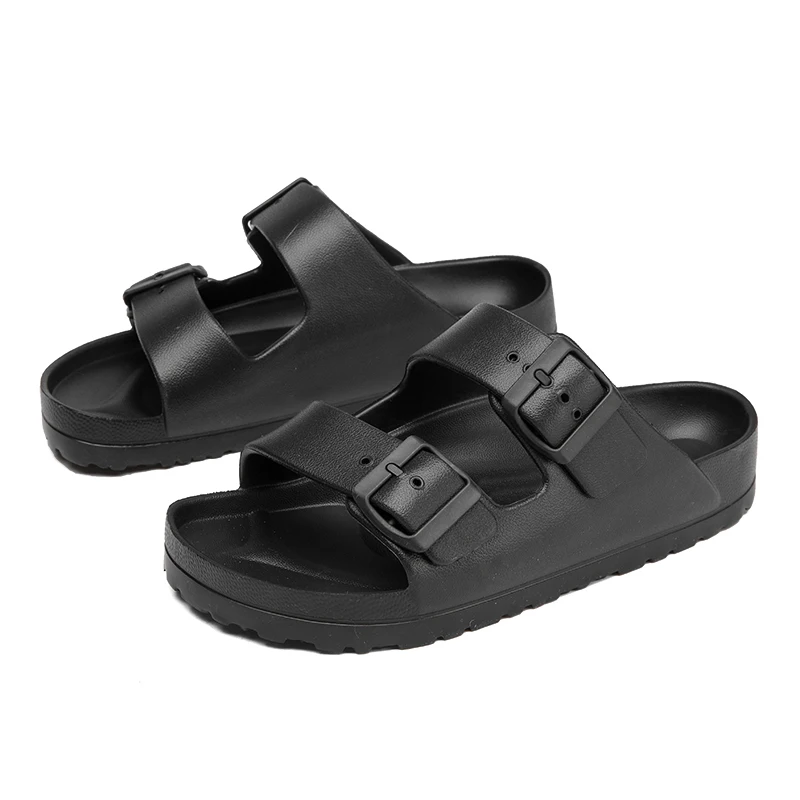 Summer Women Classic Slides Slippers Slip on Beach Sandals With Double Buckle Comfort Lightweight EVA