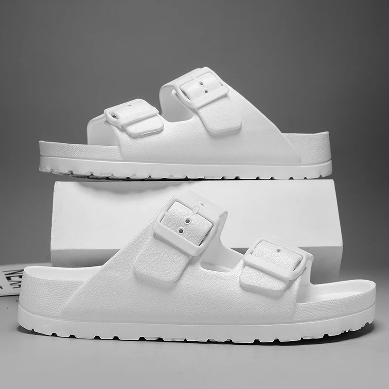 Summer Women Classic Slides Slippers Slip on Beach Sandals With Double Buckle Comfort Lightweight EVA