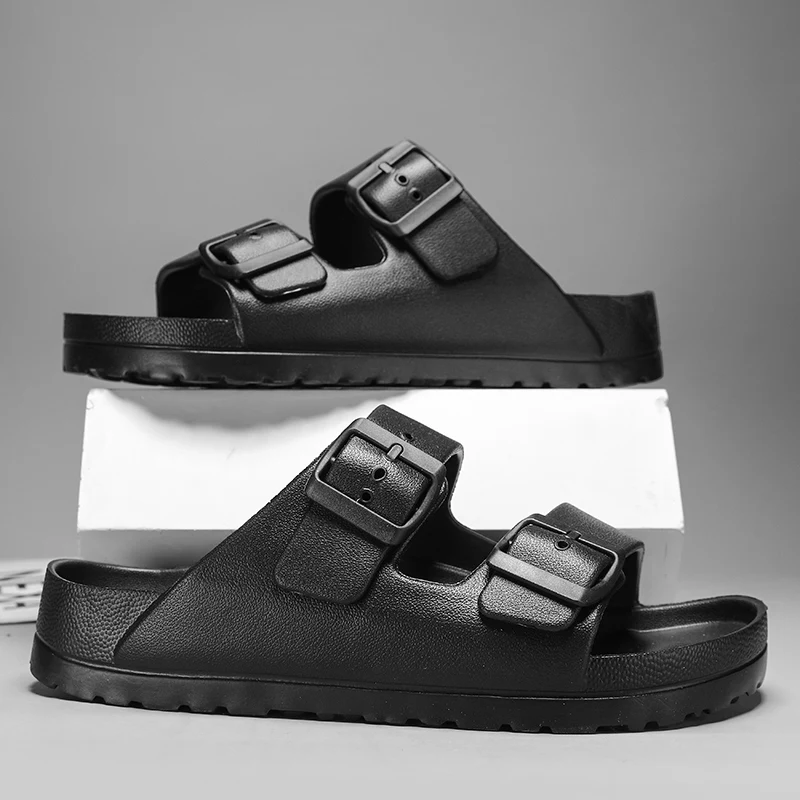 Summer Women Classic Slides Slippers Slip on Beach Sandals With Double Buckle Comfort Lightweight EVA