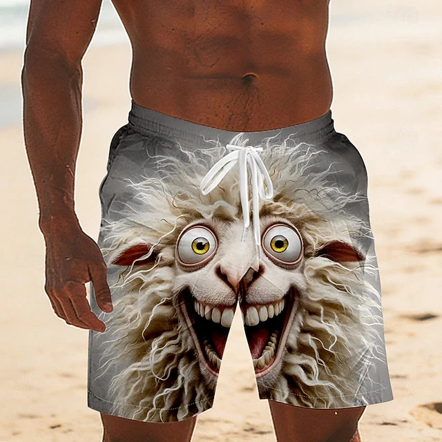Summer Men's Funny Animal Duck 3D Printed Beach Shorts for Outdoor Sports - Quick-Relaxing Elastic Waist Sports Shorts