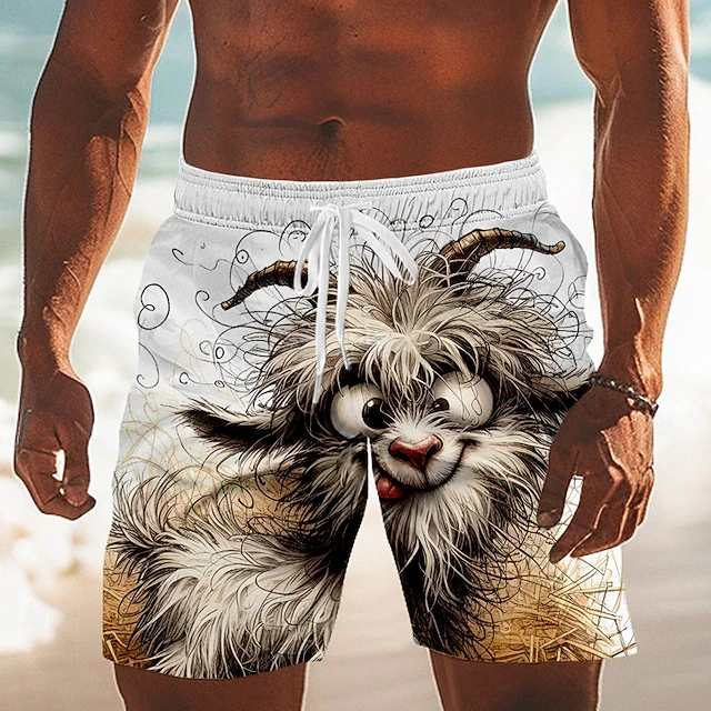 Summer Men's Funny Animal Duck 3D Printed Beach Shorts for Outdoor Sports - Quick-Relaxing Elastic Waist Sports Shorts