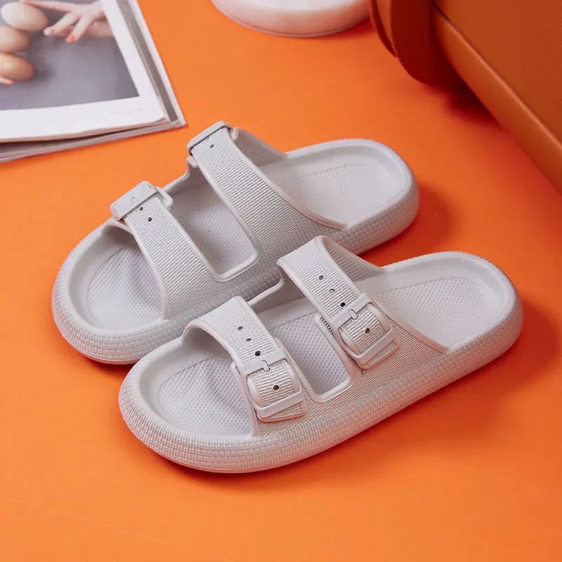 Buckle Thick Platform Cloud Slippers Women Fashion Soft Sole Pillow Slides Sandals Woman 2023 Summer Non Slip Beach Flip Flops