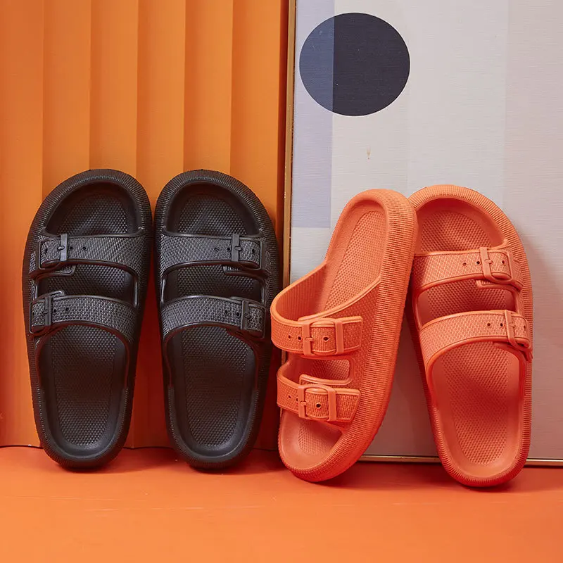 Buckle Thick Platform Cloud Slippers Women Fashion Soft Sole Pillow Slides Sandals Woman 2023 Summer Non Slip Beach Flip Flops
