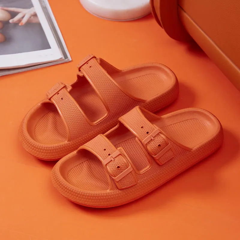 Buckle Thick Platform Cloud Slippers Women Fashion Soft Sole Pillow Slides Sandals Woman 2023 Summer Non Slip Beach Flip Flops