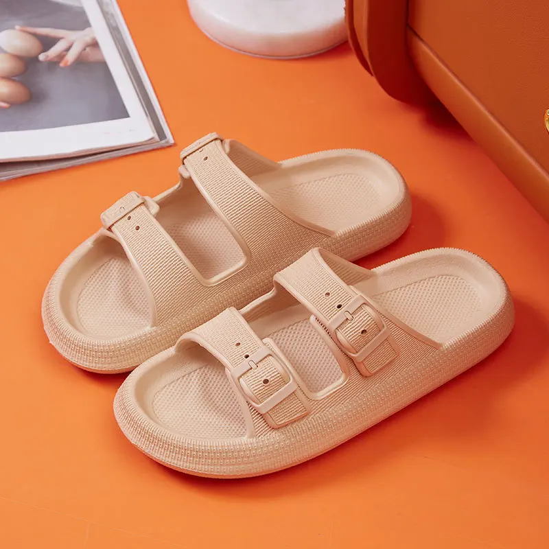 Buckle Thick Platform Cloud Slippers Women Fashion Soft Sole Pillow Slides Sandals Woman 2023 Summer Non Slip Beach Flip Flops