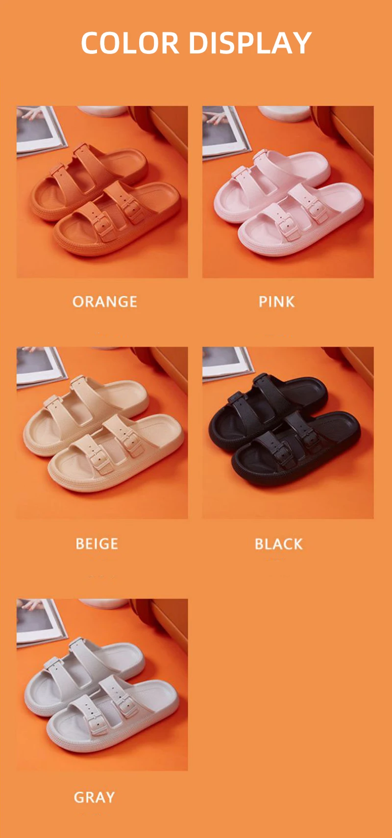 Buckle Thick Platform Cloud Slippers Women Fashion Soft Sole Pillow Slides Sandals Woman 2023 Summer Non Slip Beach Flip Flops