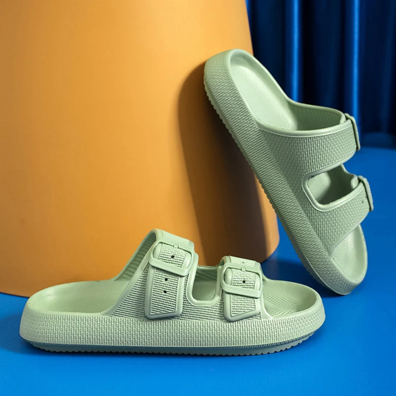 Buckle Thick Platform Cloud Slippers Women Fashion Soft Sole Pillow Slides Sandals Woman 2023 Summer Non Slip Beach Flip Flops