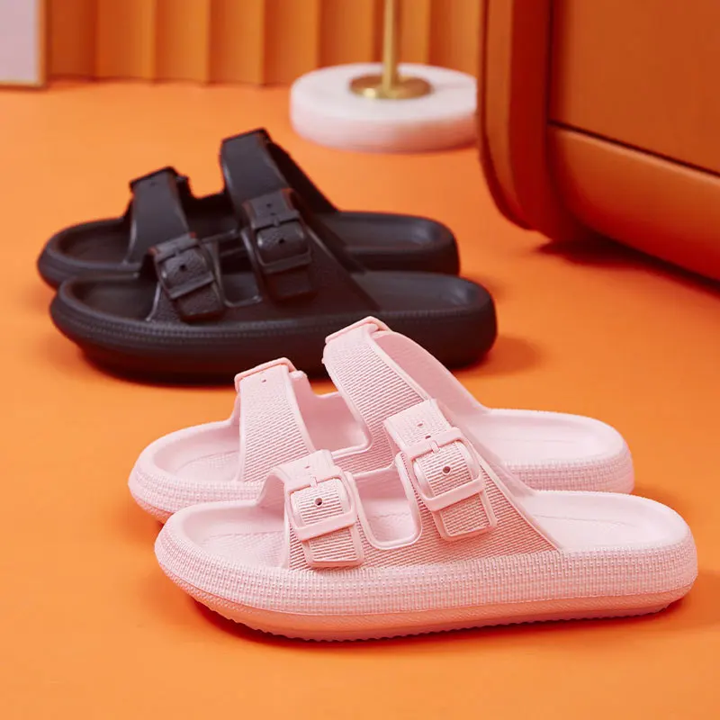 Buckle Thick Platform Cloud Slippers Women Fashion Soft Sole Pillow Slides Sandals Woman 2023 Summer Non Slip Beach Flip Flops