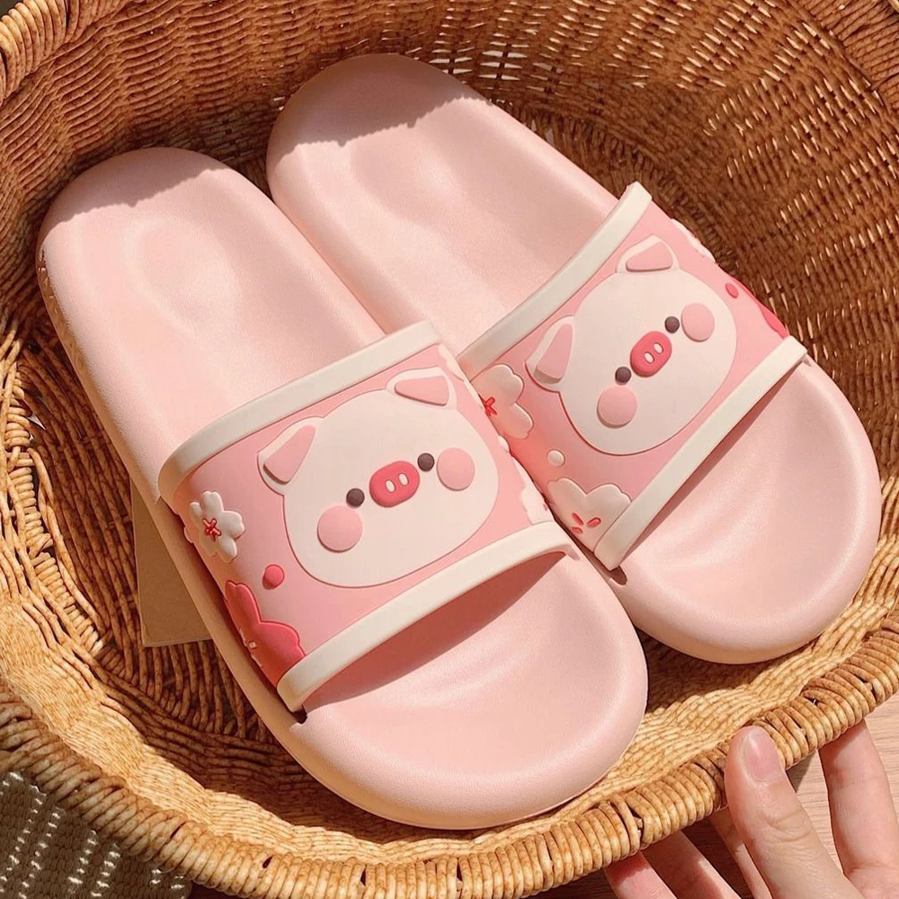 Thick Sole Women Slippers Personality Animals Design Slides Bathroom Beach Indoor Sandals Summer Couple Shoes