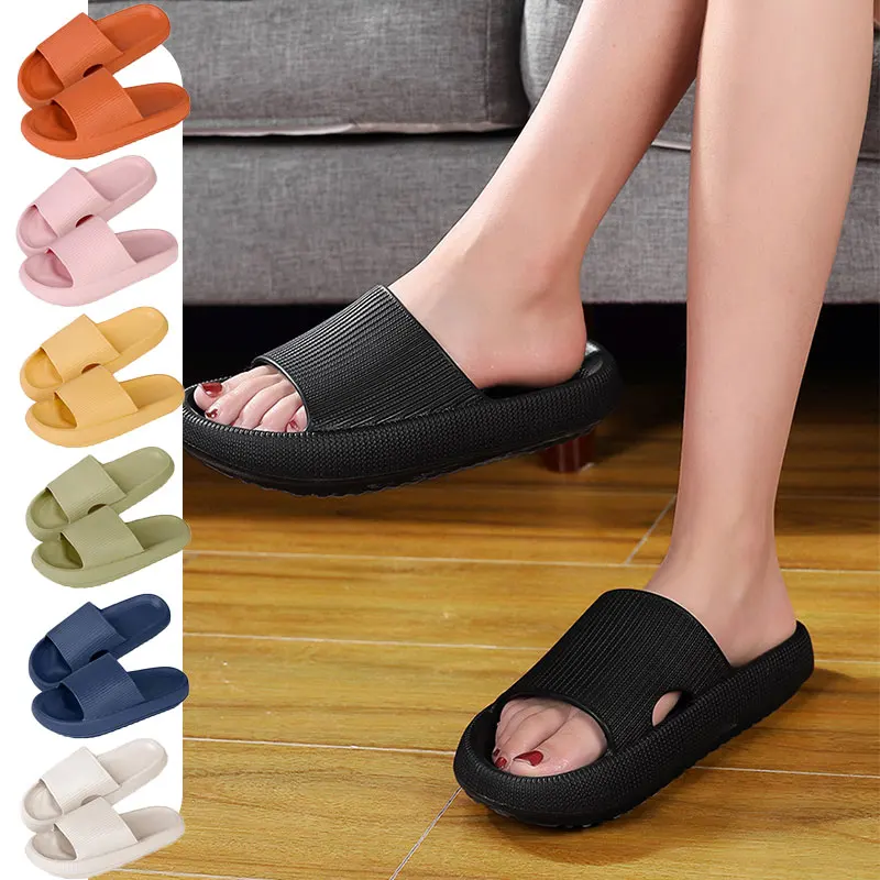 Cloud Sliders Women Men Non-Slip Bathroom Slippers Summer Soft Flip Flop Pillow Sliders Platform Pool Sliders Shower Shoes for I
