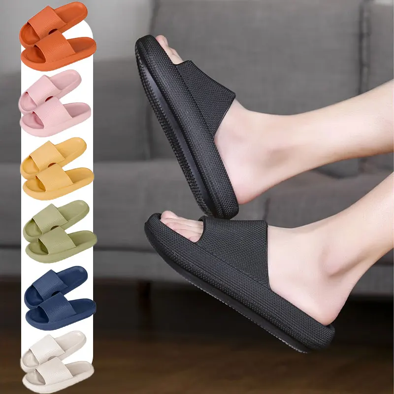Cloud Sliders Women Men Non-Slip Bathroom Slippers Summer Soft Flip Flop Pillow Sliders Platform Pool Sliders Shower Shoes for I