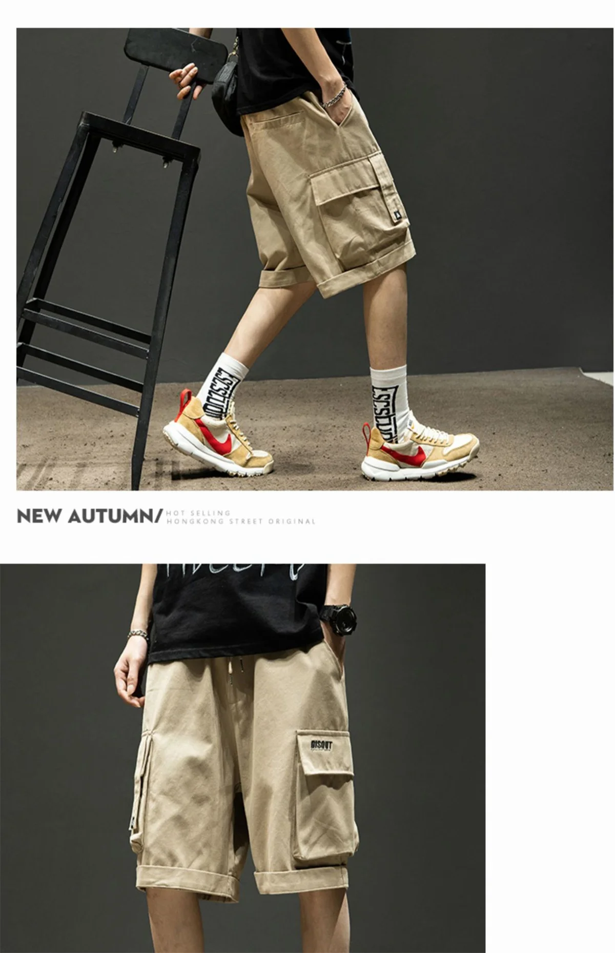 Black Hip Hop Cargo Shorts Men Summer Running High Street Loose Pants Streetwear White Casual Kahaki Shorts Boys Girl