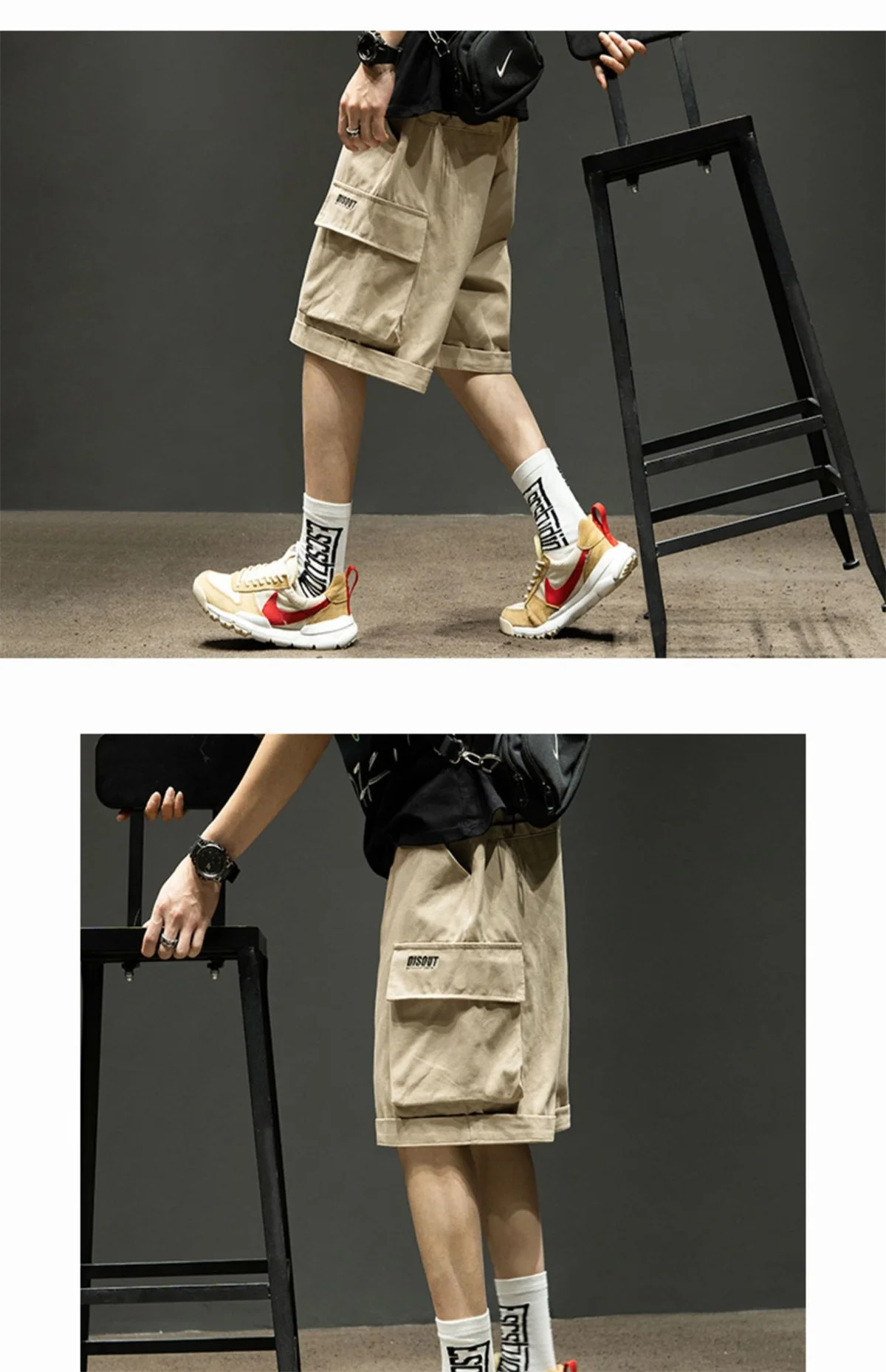 Black Hip Hop Cargo Shorts Men Summer Running High Street Loose Pants Streetwear White Casual Kahaki Shorts Boys Girl