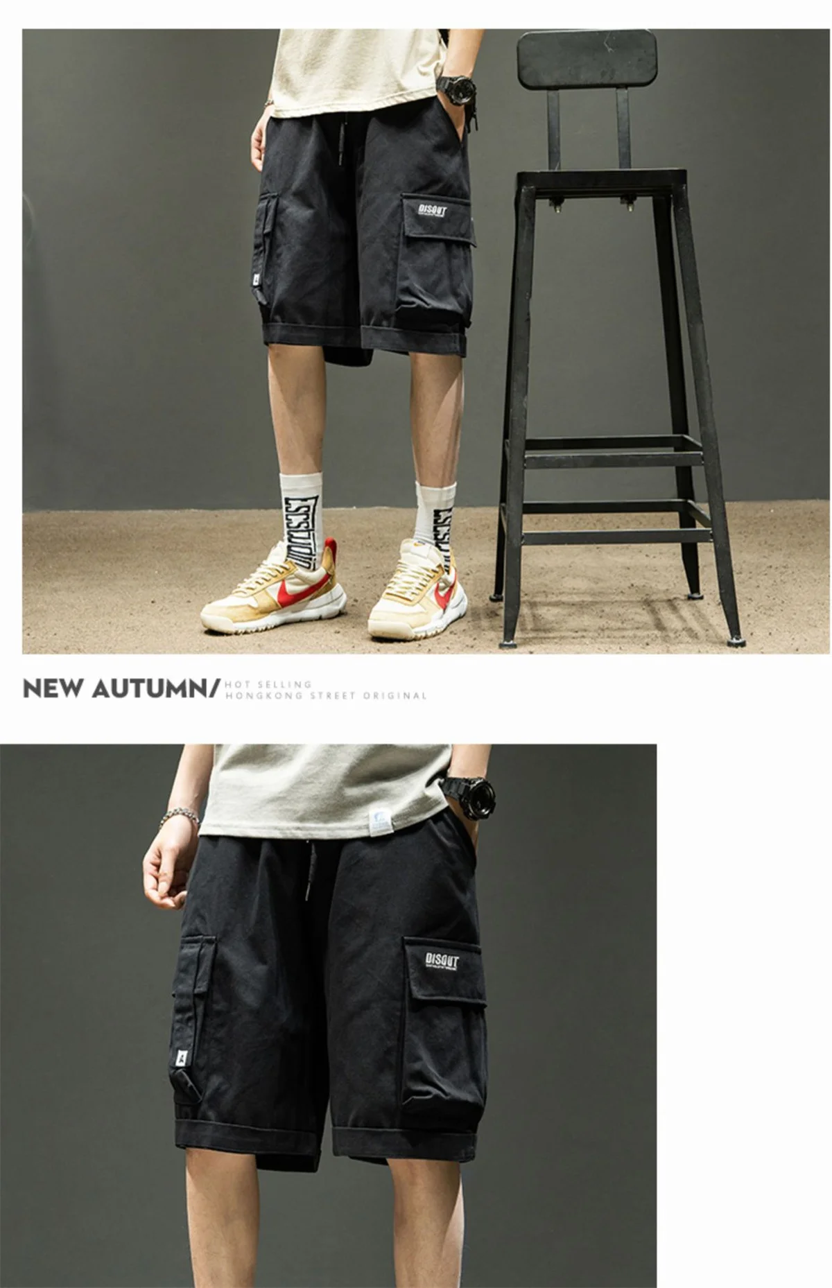 Black Hip Hop Cargo Shorts Men Summer Running High Street Loose Pants Streetwear White Casual Kahaki Shorts Boys Girl