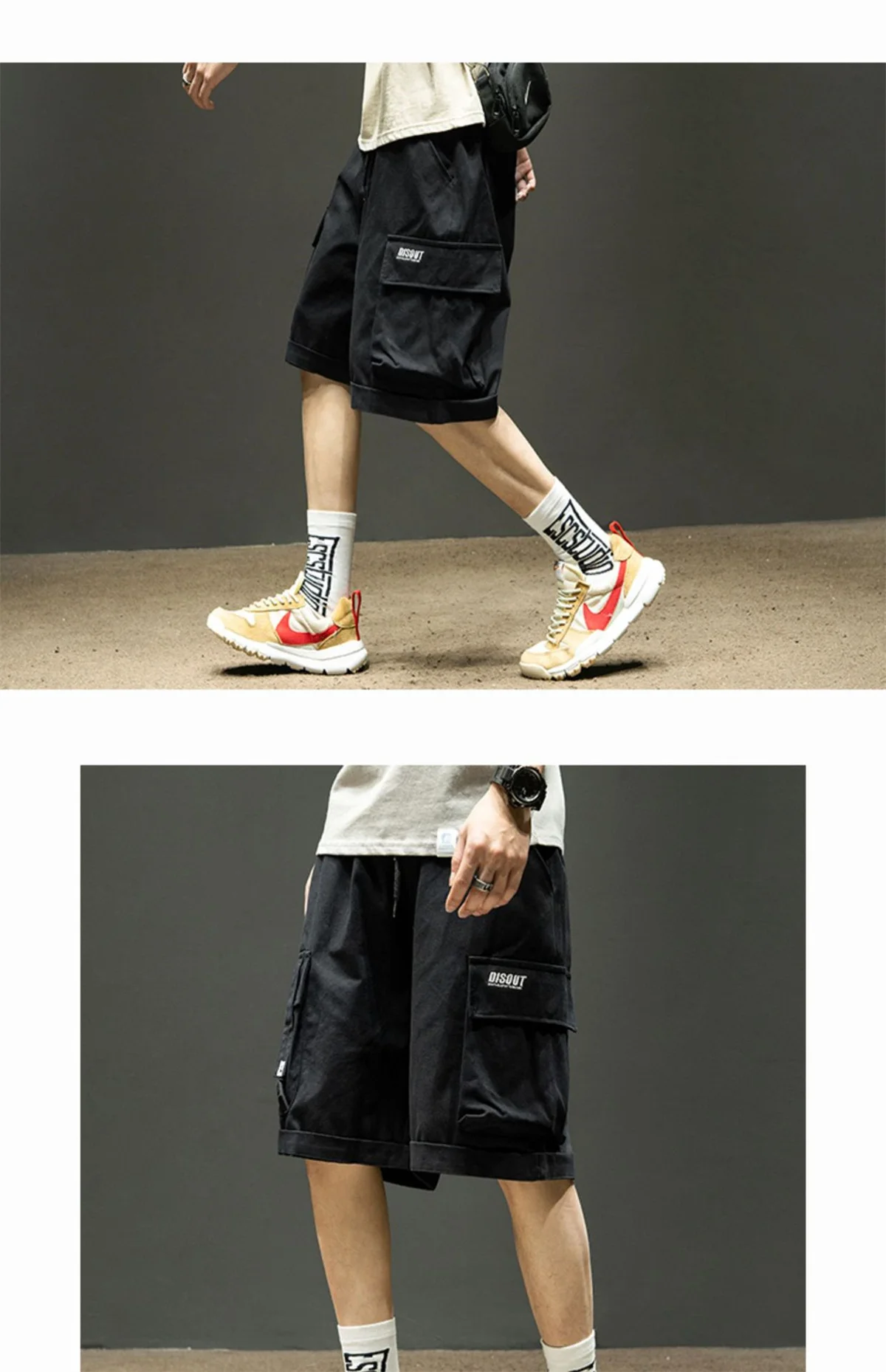 Black Hip Hop Cargo Shorts Men Summer Running High Street Loose Pants Streetwear White Casual Kahaki Shorts Boys Girl