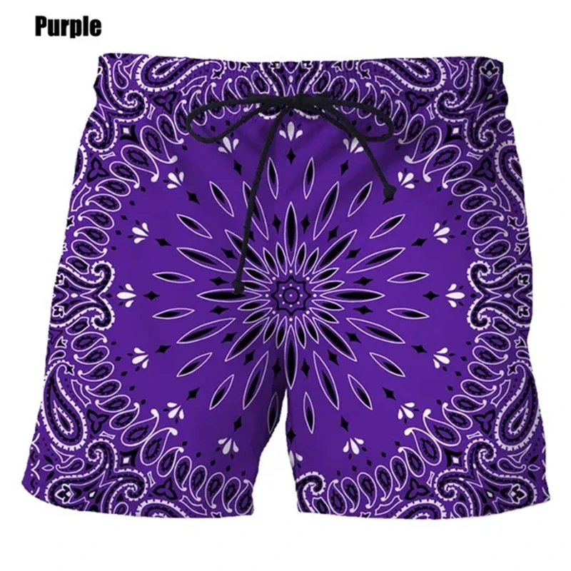 New Bandana Pattern Men Women 3D Printing Harajuku Style Beach Short Pants Causal Fashion Water Sport Gym Pant Surf Board Shorts