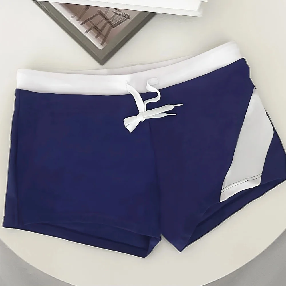 2025 quick-drying men's boxer swimming trunks zipper tether loose tight swimming beach swimming trunks spot E9J16