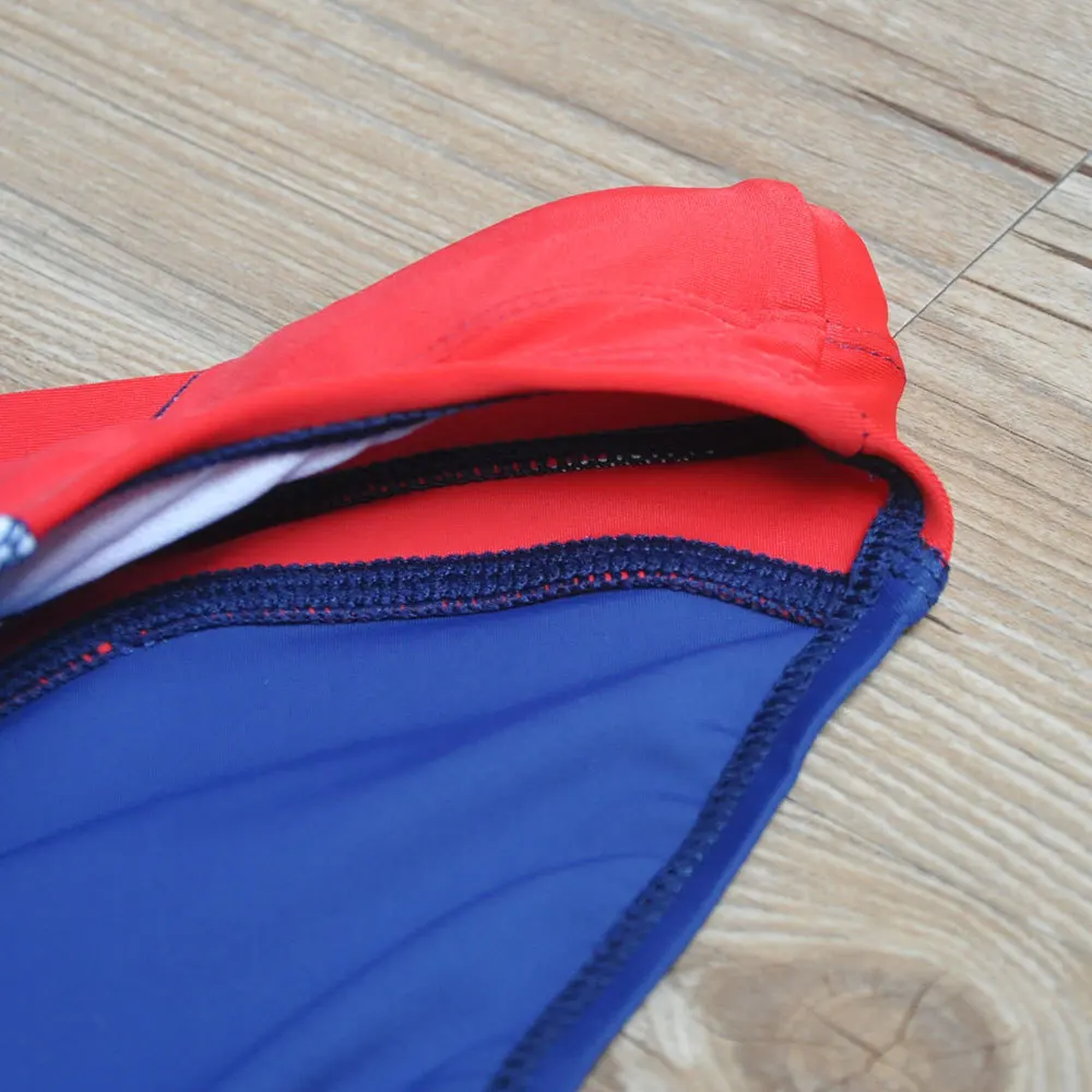 2026 warehouse real shot men's fashion stitching briefs Japanese show beach swimming trunks close-fitting briefs UXH026