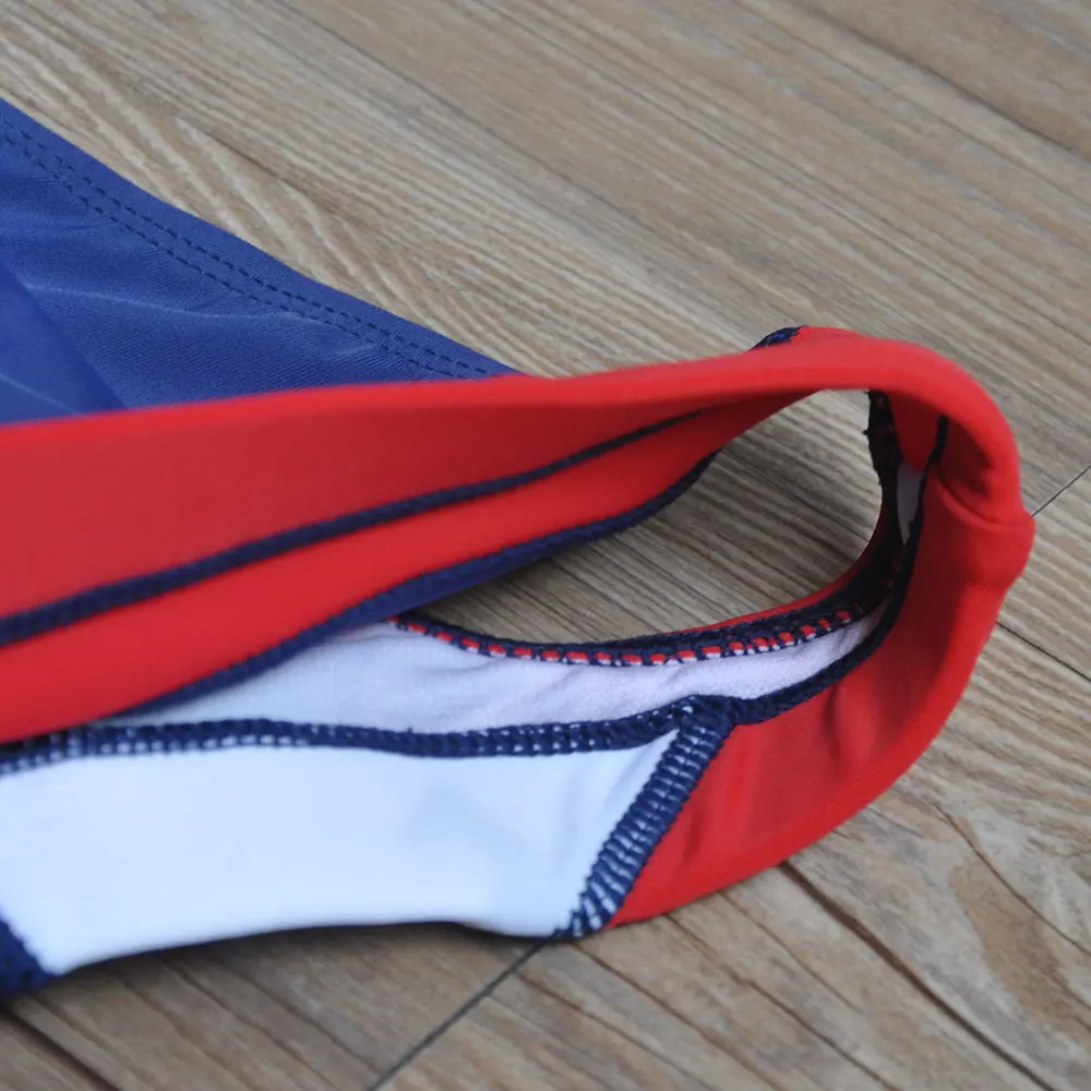 2026 warehouse real shot men's fashion stitching briefs Japanese show beach swimming trunks close-fitting briefs UXH026