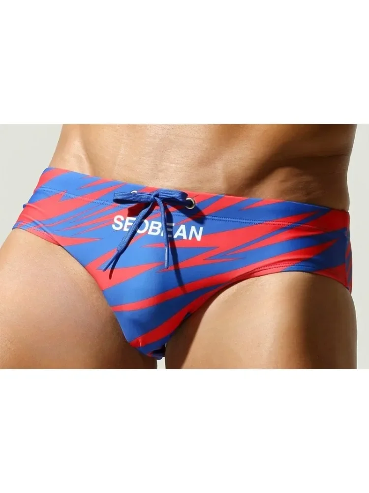 2026New men's swimming trunks training youth seaside beach swimming trunks low waist lace-up 26090