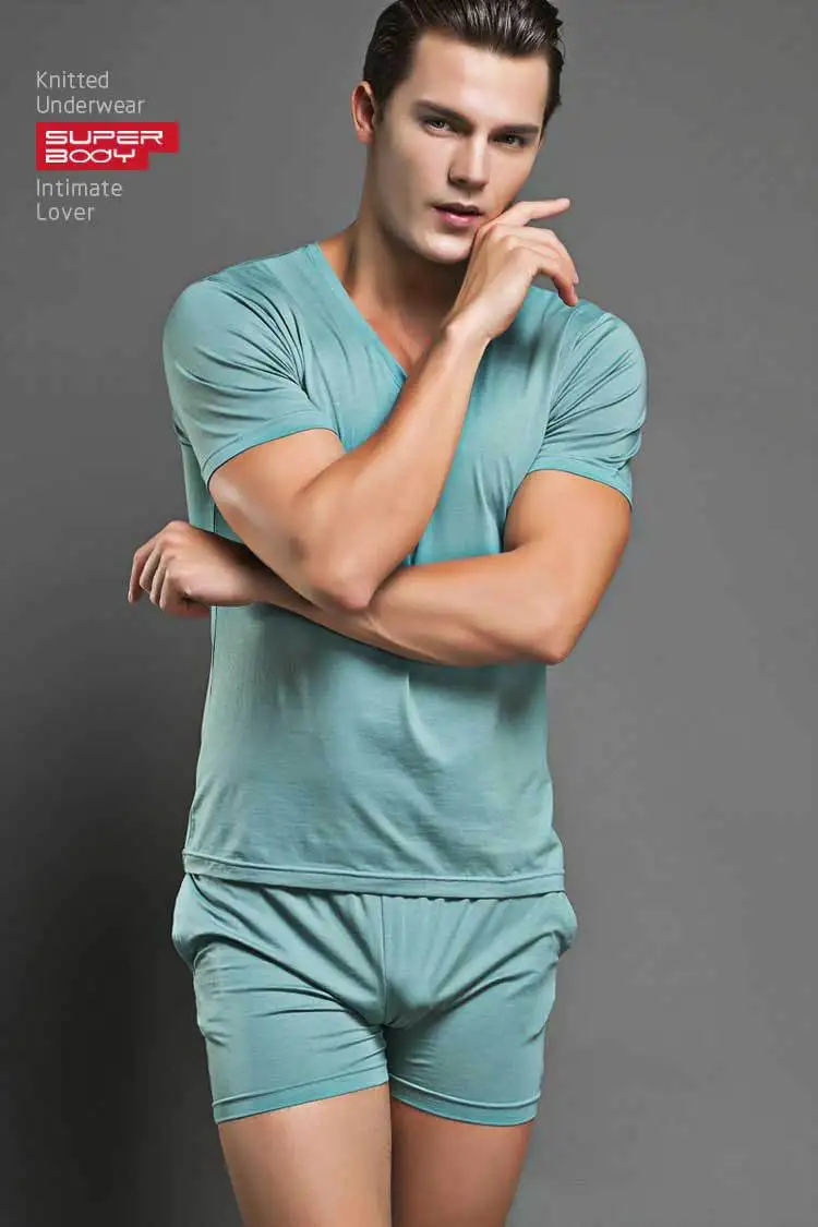 Solid color simple and fashionable men's modal shorts comfortable home pants pajama pants home solid color D6550