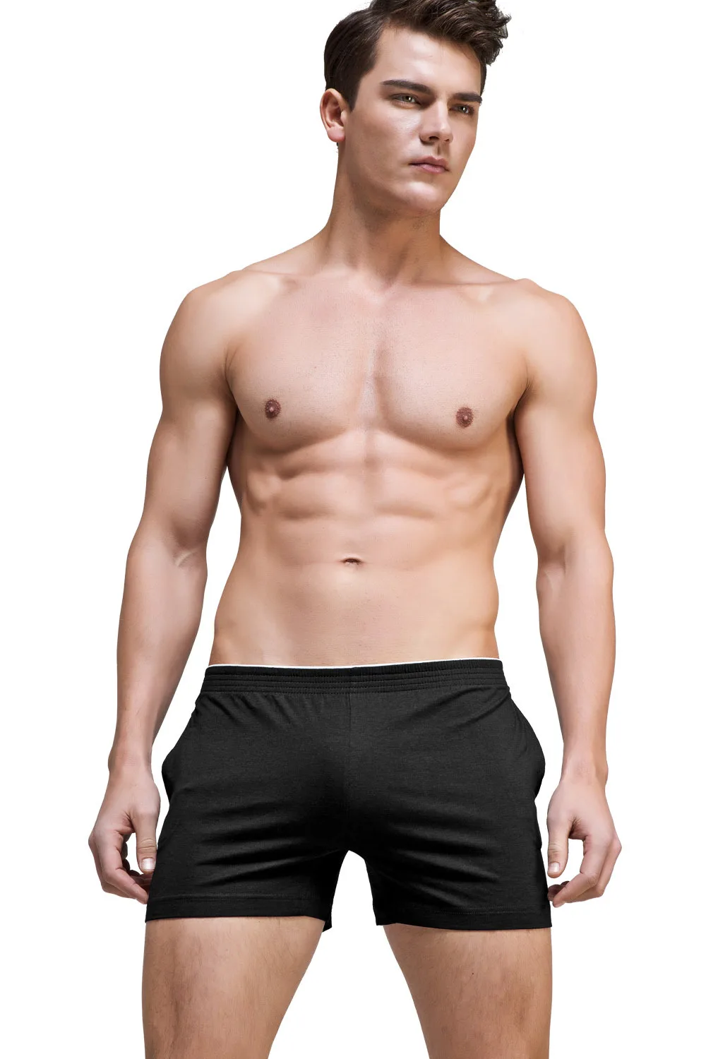 Solid color simple and fashionable men's modal shorts comfortable home pants pajama pants home solid color D6550