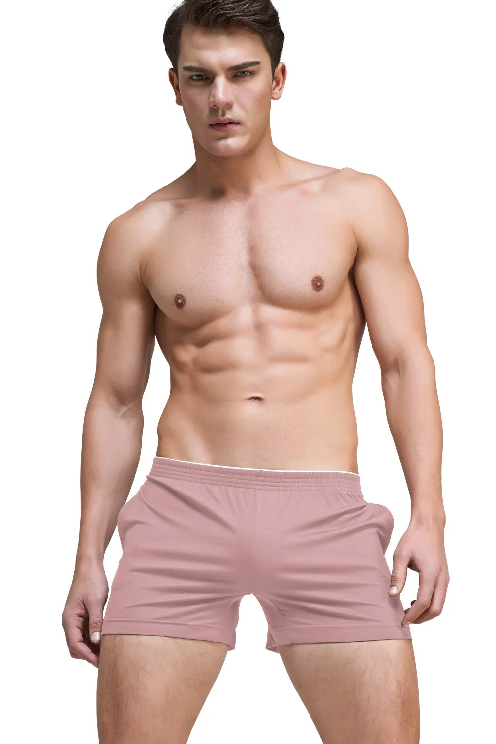 Solid color simple and fashionable men's modal shorts comfortable home pants pajama pants home solid color D6550