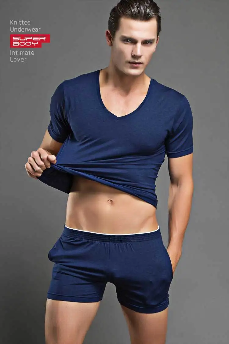 Solid color simple and fashionable men's modal shorts comfortable home pants pajama pants home solid color D6550