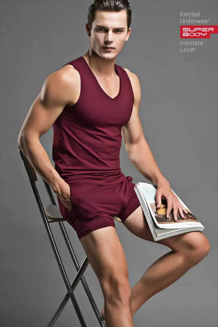 Solid color simple and fashionable men's modal shorts comfortable home pants pajama pants home solid color D6550