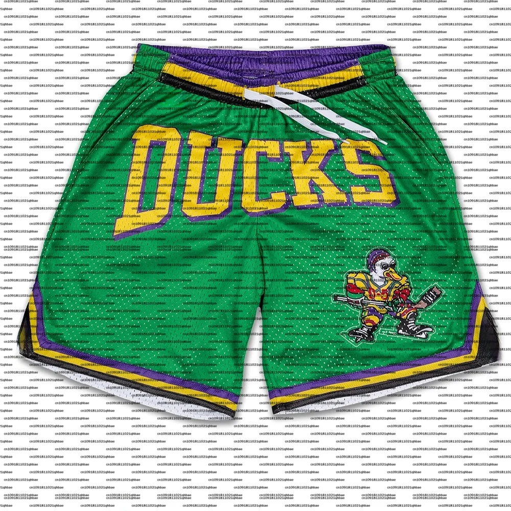 Mighty Ducks Hockey Retro Mesh Shorts Kid/Adult Sports Basketball Shorts Oversized Breathable Quick Drying Men's Casual Shorts