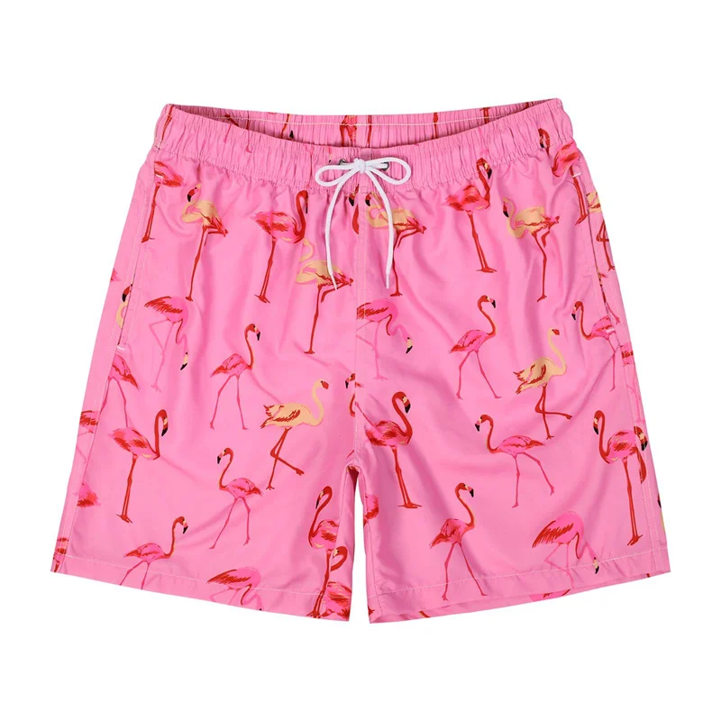 Hawaiian 3d Print Plants Flamingo Beach Shorts Men Summer Short Pants Outdoor Sports Surf Board Shorts Quick Dry Swim Trunks