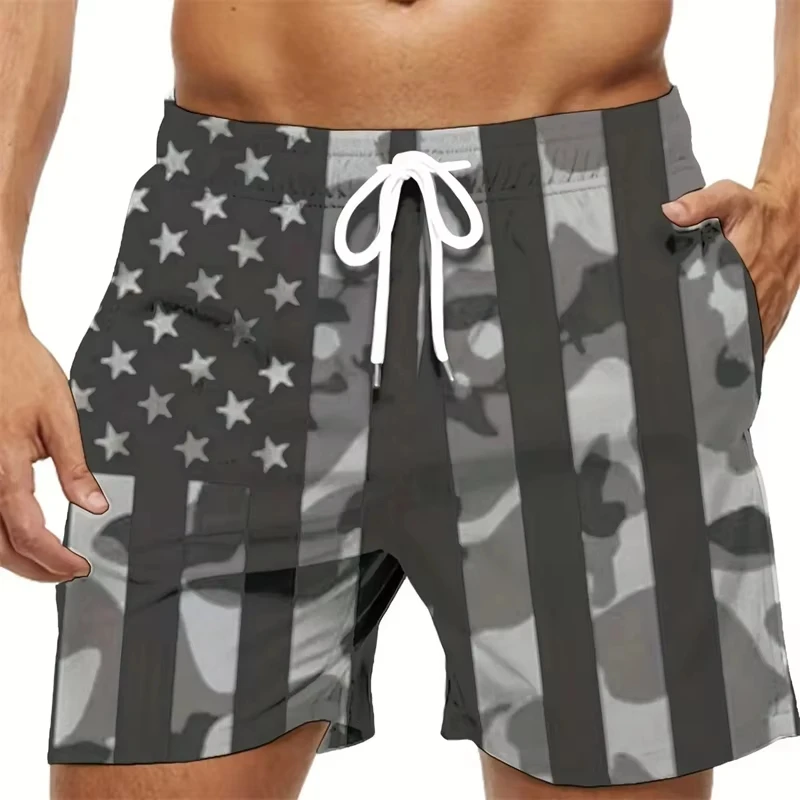 Hot Selling Top 3D National Flag Printed Beach Shorts, Unisex Short Pants, Summer Swim Trunks for Vacation & Seaside Activities