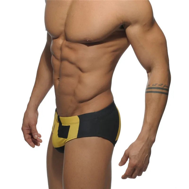 2025 Spot Men's Swimsuit Triangle Cup Swimsuit Low Waist Swimsuit Ultra Fine Nylon Printed Shorts ADS045
