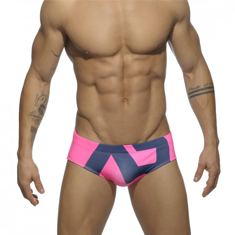 2025 Spot Men's Swimsuit Triangle Cup Swimsuit Low Waist Swimsuit Ultra Fine Nylon Printed Shorts ADS045
